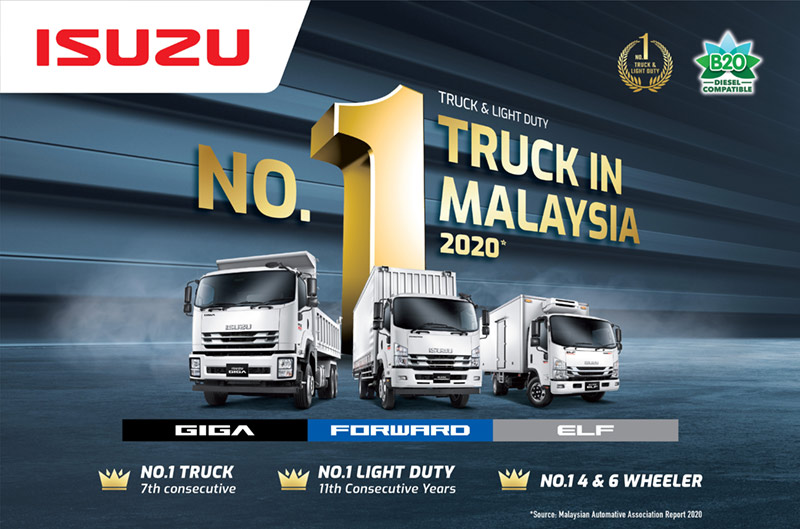 Isuzu Sekali Lagi Jadi Trak No 1 di Malaysia dan Jenama Pilihan Trak Tugas Ringan untuk Tahun 2020